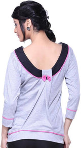 Veakupia Casual 3/4th Sleeve Solid Women's Top